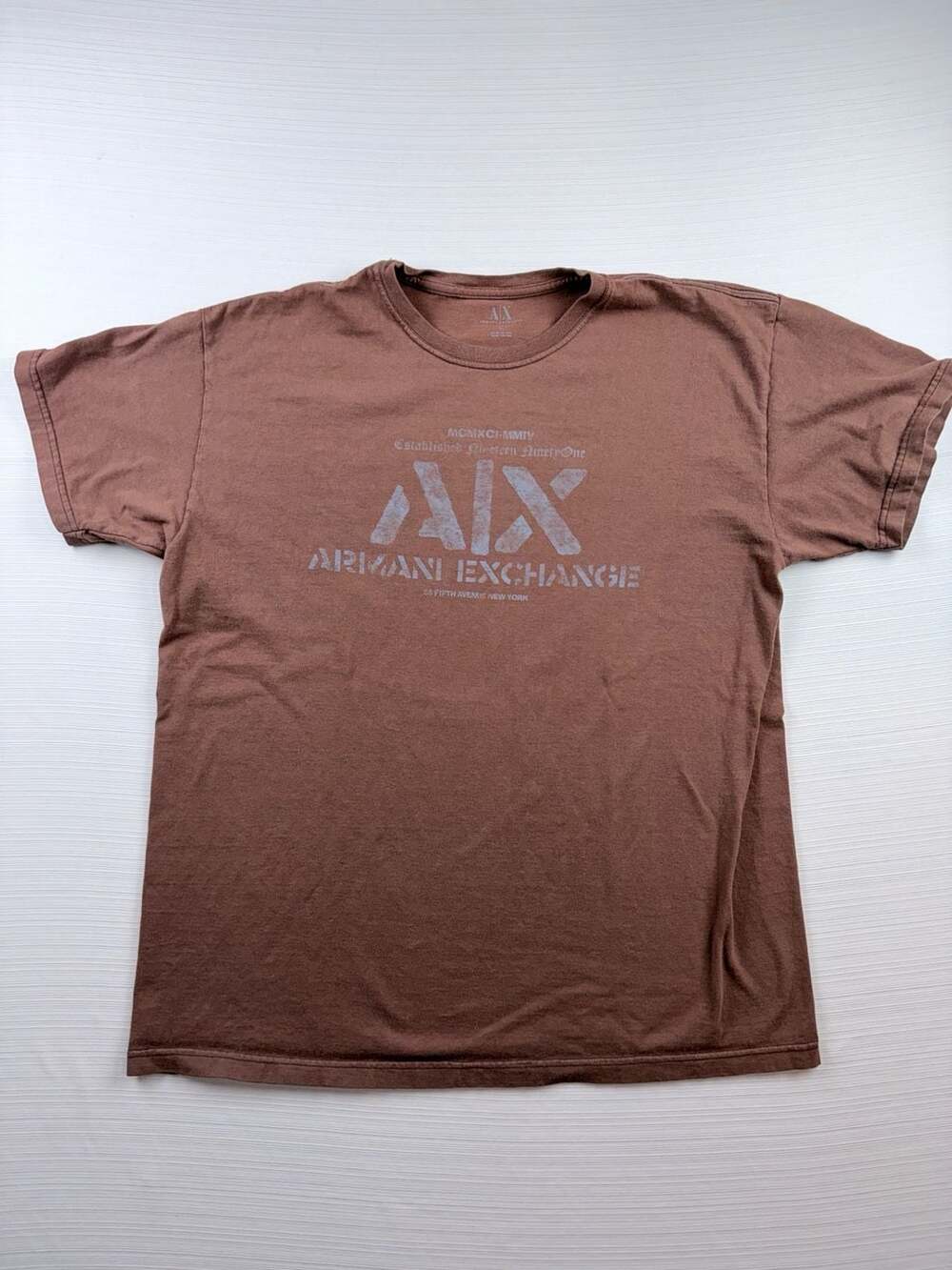 Armani Exchange Graphic Logo T-Shirt Size L Brown Cotton Vintage 90s